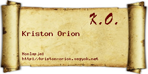 Kriston Orion névjegykártya